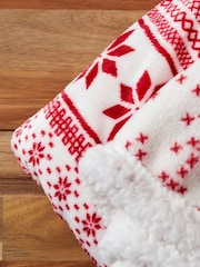 BHS Red Throw with Sherpa - Image 3 of 6