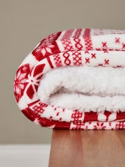BHS Red Throw with Sherpa - Image 4 of 6