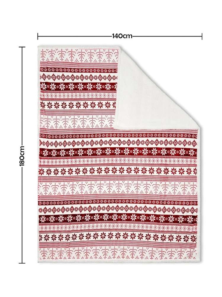 BHS Red Throw with Sherpa - Image 6 of 6