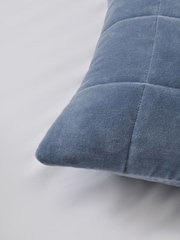 BHS Blue Square Stitch Quilted 100% Cotton Cushion - Image 2 of 3