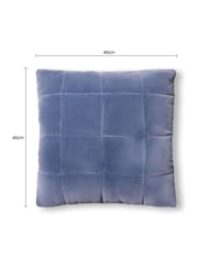 BHS Blue Square Stitch Quilted 100% Cotton Cushion - Image 3 of 3