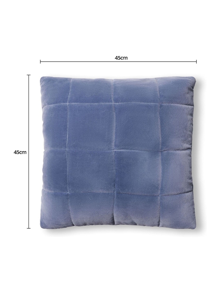 BHS Blue Square Stitch Quilted 100% Cotton Cushion - Image 3 of 3