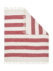 BHS Red/White Herringbone Stripe Throw - Image 2 of 6