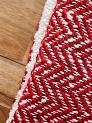 BHS Red/White Herringbone Stripe Throw - Image 3 of 6