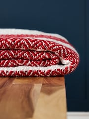 BHS Red/White Herringbone Stripe Throw - Image 5 of 6