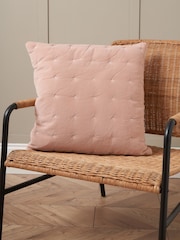 BHS Pink Cross Stitch Quilted 100% Cotton Cushion - Image 2 of 6