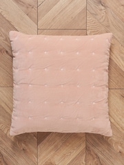 BHS Pink Cross Stitch Quilted 100% Cotton Cushion - Image 5 of 6