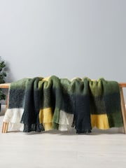 BHS Green Block Check Wool Mix Throw - Image 1 of 6