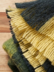 BHS Green Block Check Wool Mix Throw - Image 3 of 6