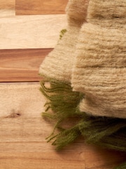 BHS Green Block Check Wool Mix Throw - Image 4 of 6