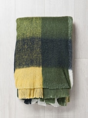 BHS Green Block Check Wool Mix Throw - Image 5 of 6