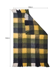 BHS Green Block Check Wool Mix Throw - Image 6 of 6