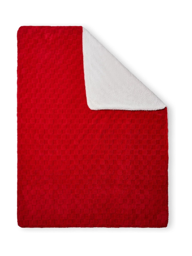 BHS Red Checkerboard Sherpa Throw - Image 2 of 4