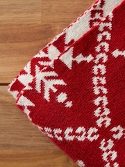 BHS Red Traditional Design 100% Cotton Throw - Image 3 of 6