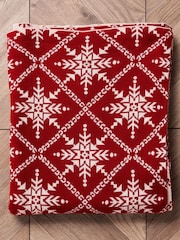 BHS Red Traditional Design 100% Cotton Throw - Image 4 of 6