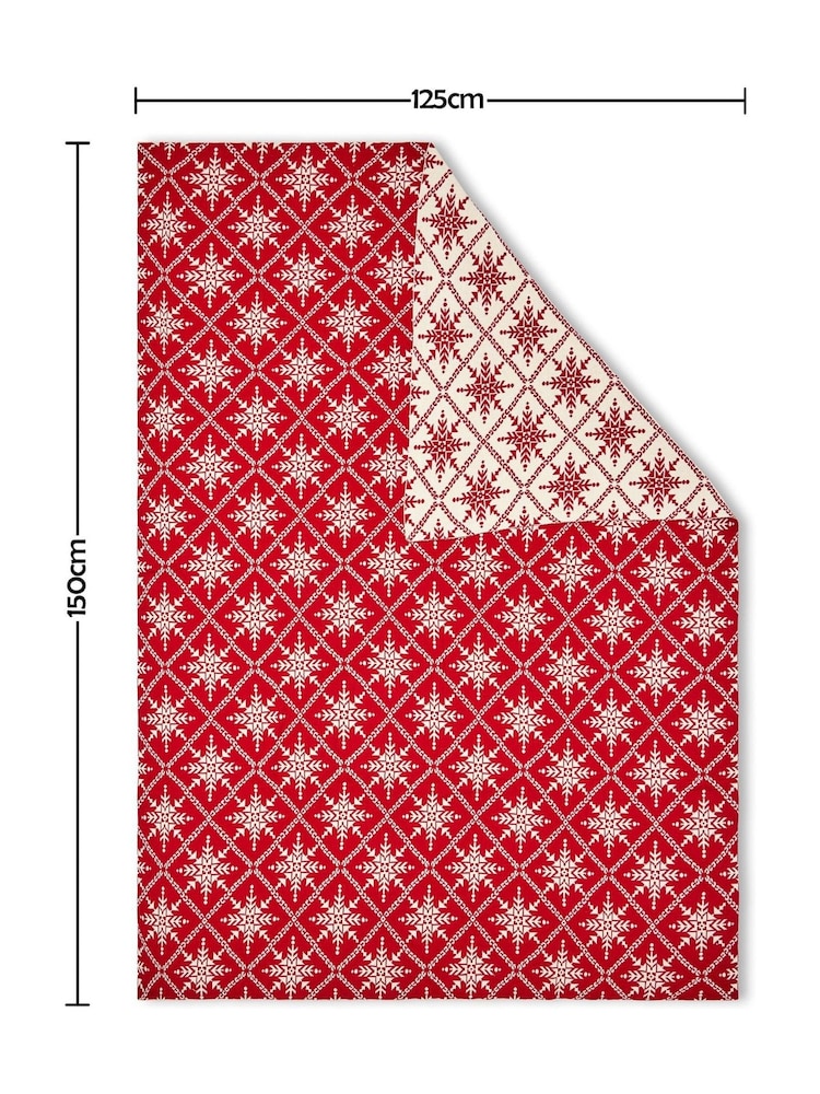 BHS Red Traditional Design 100% Cotton Throw - Image 6 of 6
