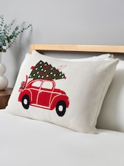 BHS Christmas Tree on Car 100% Cotton Cushion - Image 1 of 6