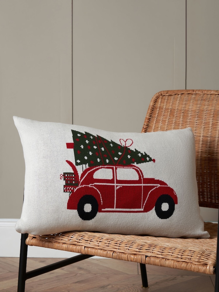 BHS Christmas Tree on Car 100% Cotton Cushion - Image 2 of 6
