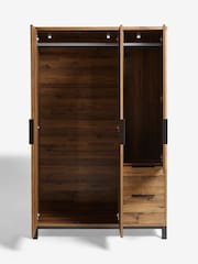 Dark Natural Bronx Oak Effect Slim Triple, 2 Drawers Wardrobe - Image 10 of 11