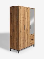 Dark Natural Bronx Oak Effect Slim Triple, 2 Drawers Wardrobe - Image 8 of 11