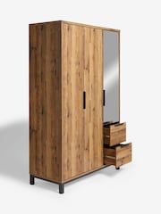 Dark Natural Bronx Oak Effect Slim Triple, 2 Drawers Wardrobe - Image 9 of 11