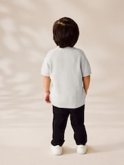 Grey 100% Cotton Knitted Zip Neck Polo Shirt (3mths-7yrs) - Image 3 of 6