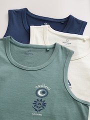 Blue/White/Green Graphic Print 100% Cotton Vests 3 Pack - Image 1 of 15