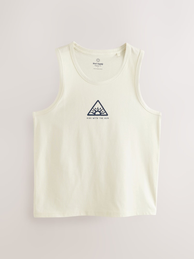 Blue/White/Green Graphic Print 100% Cotton Vests 3 Pack - Image 10 of 15