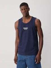 Blue/White/Green Graphic Print 100% Cotton Vests 3 Pack - Image 11 of 15