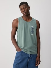 Blue/White/Green Graphic Print 100% Cotton Vests 3 Pack - Image 12 of 15