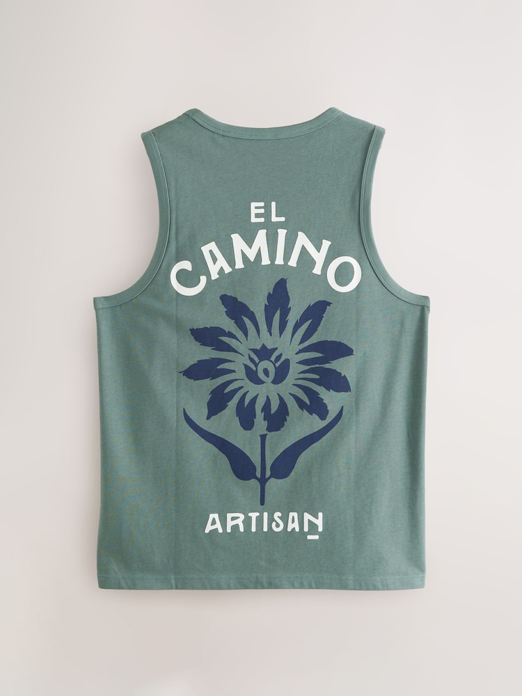 Blue/White/Green Graphic Print 100% Cotton Vests 3 Pack - Image 13 of 15