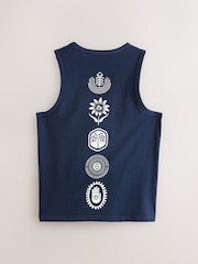 Blue/White/Green Graphic Print 100% Cotton Vests 3 Pack - Image 5 of 15