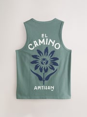 Blue/White/Green Graphic Print 100% Cotton Vests 3 Pack - Image 6 of 15