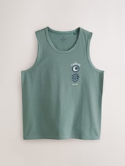 Blue/White/Green Graphic Print 100% Cotton Vests 3 Pack - Image 7 of 15