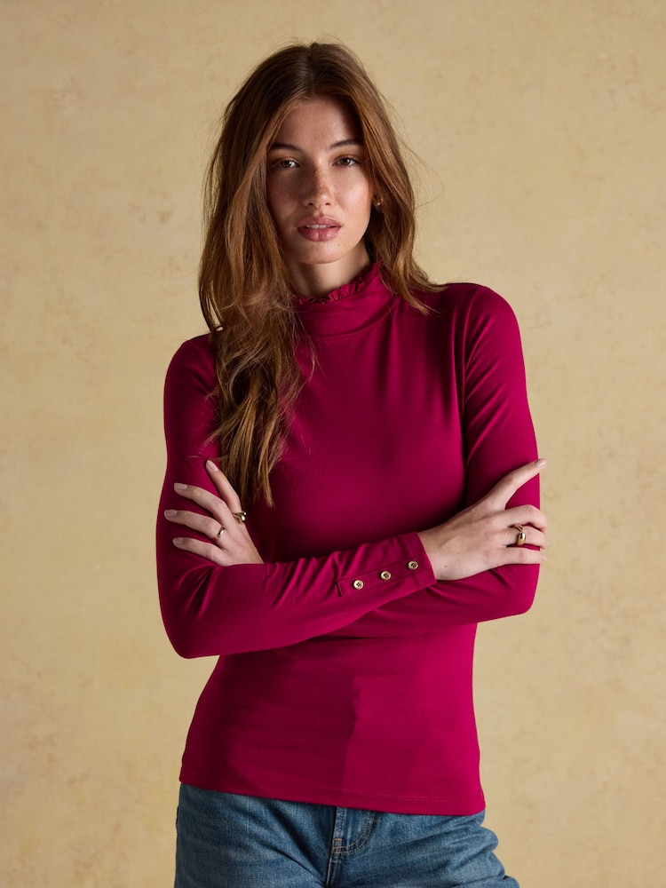 Amy 2-Pack Red/Cream Long Sleeve High Neck Jersey Top - Image 2 of 7