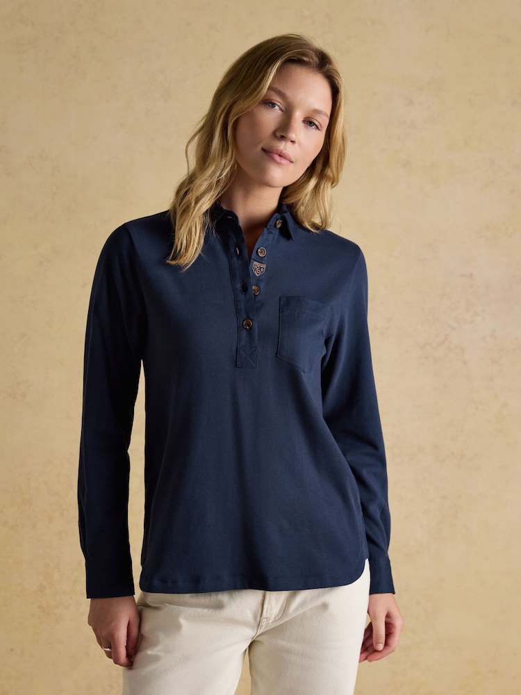 Joules Delaney Navy Long Sleeve Sueded Jersey Deckshirt - Image 1 of 7 Joules Delaney Navy Long Sleeve Sueded Jersey Deckshirt - Image 1 of 7