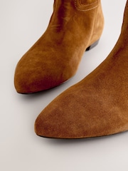 Tan Brown Suede Signature Premium Leather Knee High Slouch Boots - Image 8 of 9