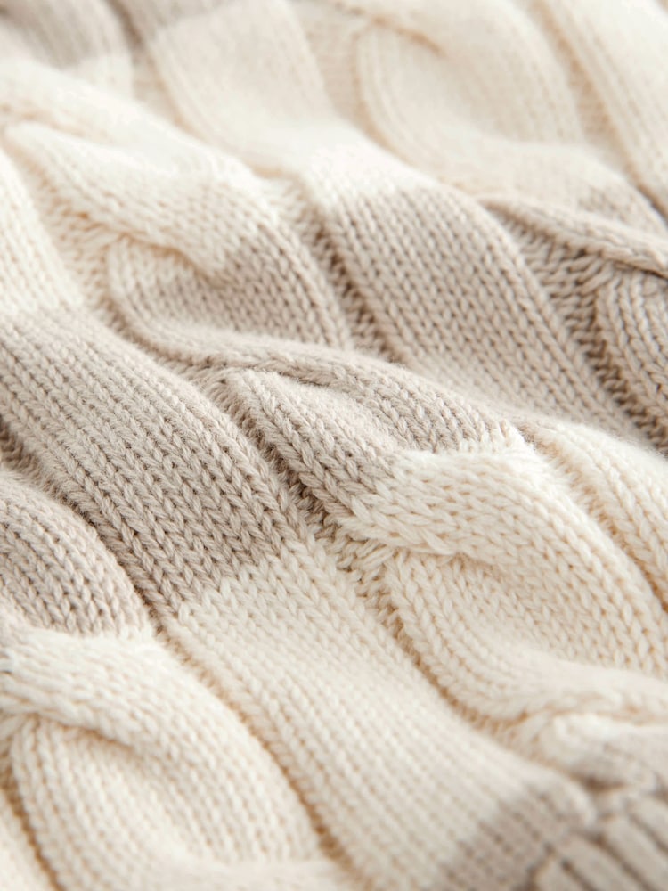 Neutral Stripe Cable Knit Crew Neck Jumper (3mths-7yrs) - Image 7 of 7