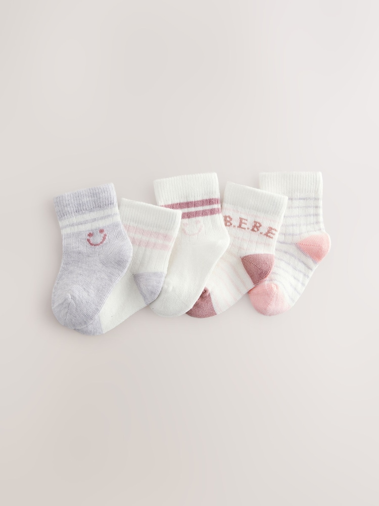 Pink Stripe Baby Socks 5 Pack (0mths-2yrs) - Image 1 of 1