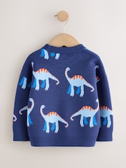 Blue Dinosaur Knitted Crew Neck Jumper (3mths-7yrs) - Image 6 of 7