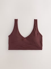 Chocolate Brown Wrap Front Sports Bra - Image 1 of 3