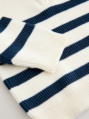 Ecru/Navy Stripe Knitted Quarter Zip Jumper (3mths-7yrs) - Image 3 of 4