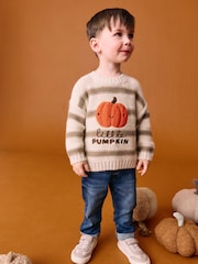 Neutral Pumpkin Halloween Knitted Crew Neck Jumper (3mths-7yrs) - Image 3 of 10