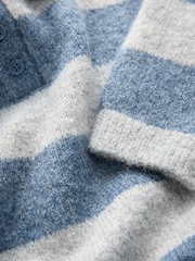 Blue Stripe Knitted Rugby Polo Shirt (3mths-7yrs) - Image 10 of 10