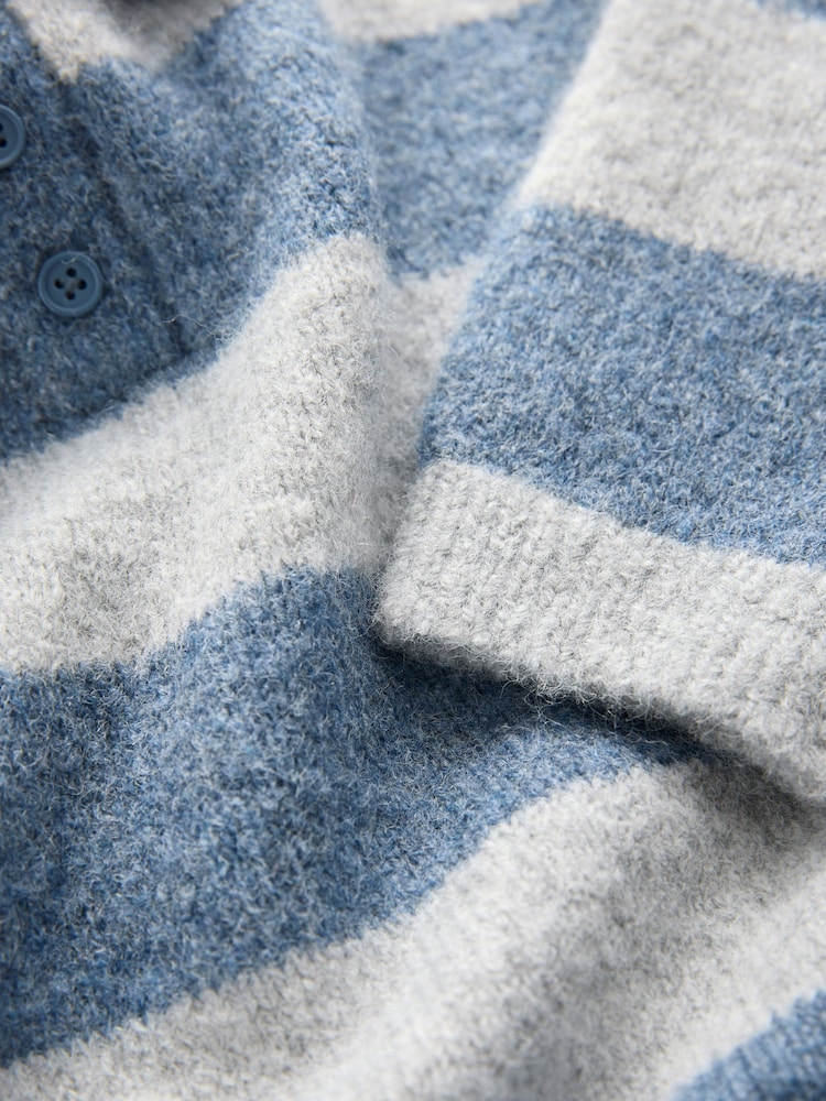 Blue Stripe Knitted Rugby Polo Shirt (3mths-7yrs) - Image 10 of 10