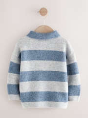 Blue Stripe Knitted Rugby Polo Shirt (3mths-7yrs) - Image 8 of 10