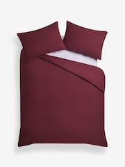 Burgundy Red Cotton Rich Plain Duvet Cover and Pillowcase Set - Image 3 of 4