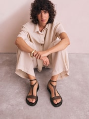 Chocolate Brown Leather Standard/Wide Fit Forever Comfort® T-bar Strappy Sandals - Image 3 of 6