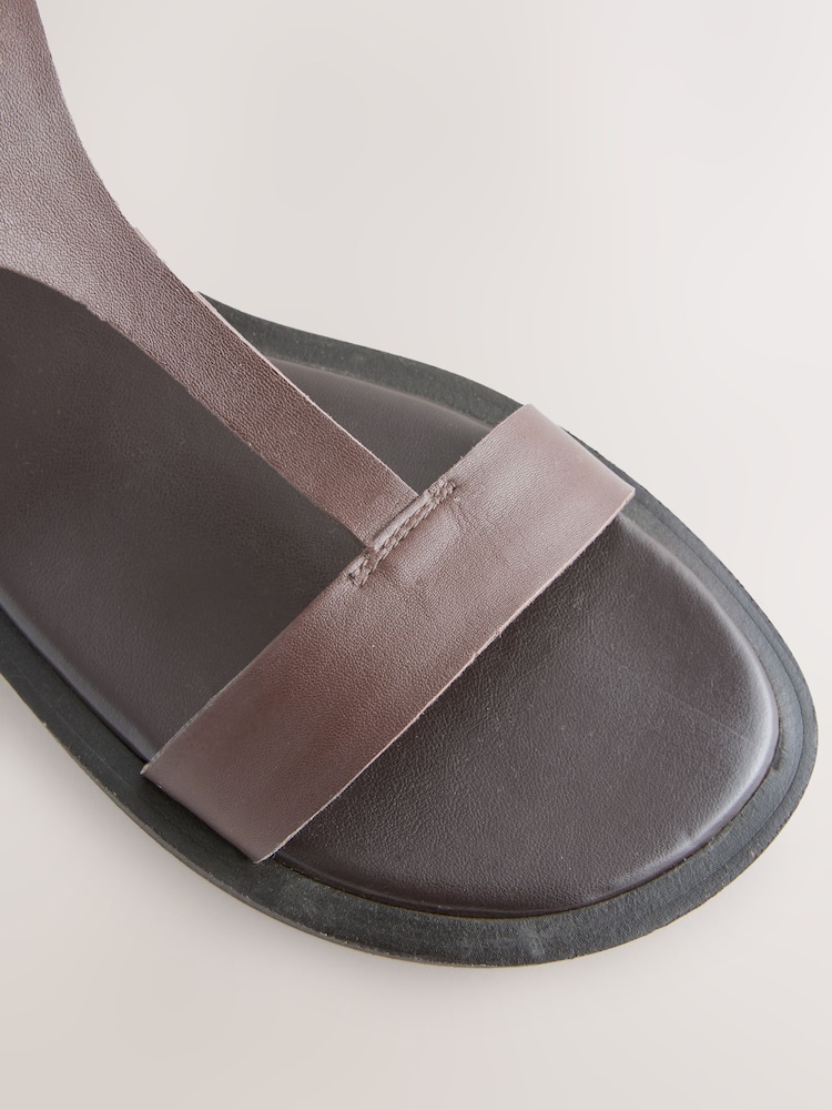 Chocolate Brown Leather Standard/Wide Fit Forever Comfort® T-bar Strappy Sandals - Image 6 of 6