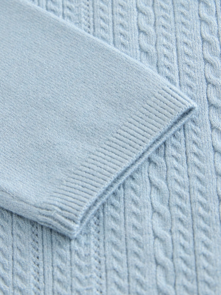 Blue Cable Knit Polo Shirt (3mths-7yrs) - Image 4 of 4